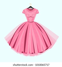 Party Prom dress with fancy decor.Fashion illustration