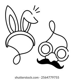 Party props icon in doodle style 