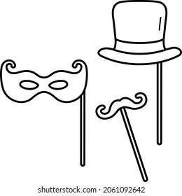Party props. Vector outline illustration.