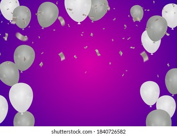 Party Purple Balloons Background for your Text. Vector Illustration. Festive background with balloons. Celebrate a birthday, Poster, banner happy