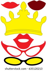 Party queen accessories set - glasses, crown, lips