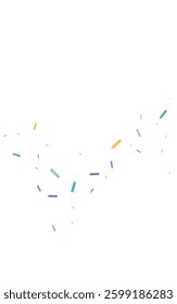 Party Rain Top Vector White Background. Decoration Confetti Banner. FallingFestive Dot Backdrop. Rainbow Polka Abstract Design.