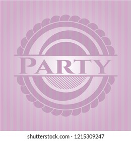 Party realistic pink emblem