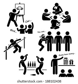 Party Recreational Games Stick Figure Pictogram Icon Clipart