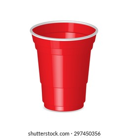 Party Red Plastic Cup Isolated On White Background.