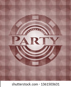 Party red seamless polygonal badge.