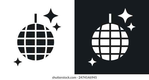 Party Reflective Sphere Icon Set. Disco Ball Dance Club Vector Symbol.