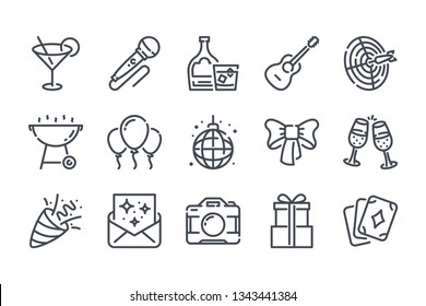 Party related line icon set. Event vector icon collection.