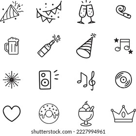 party related vector icon set-simple and elegant