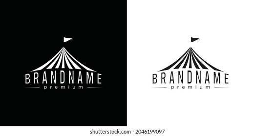 Party Rental Tent Event Logo Design Stock Vector Black Silhouette Illustration. Wedding Tent Entertainment Logo Stock Template