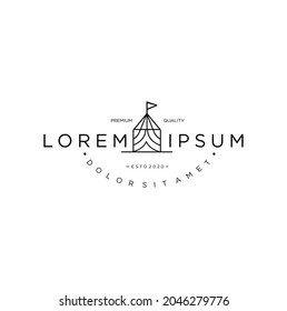 Party Rental Tent Event Logo Design Stock Vector black silhouette illustration. Wedding Tent Entertainment Logo Stock Template