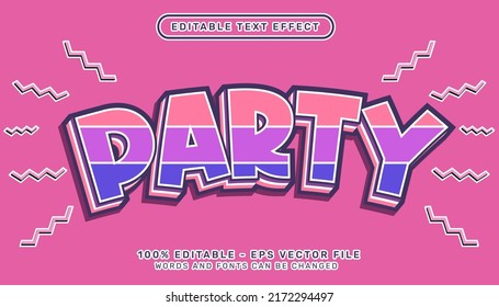 party retro color 3d text effect and editable text effect vintage style