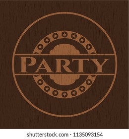 Party retro style wooden emblem