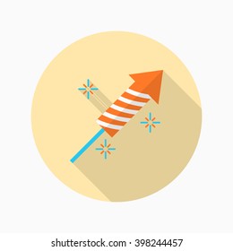 Party rocket icon , Vector flat long shadow design.