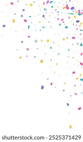 Party Round Flying Vector White Background. FallingFestive Shine Card. Effect Splash Banner. Celebrate Dust Carnival Wallpaper.