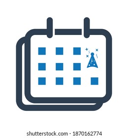 Party schedule icon. Vector and glyph