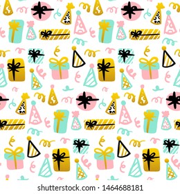 Party Seamless Pattern. Vector Illustration of Trendy Greeting Background.