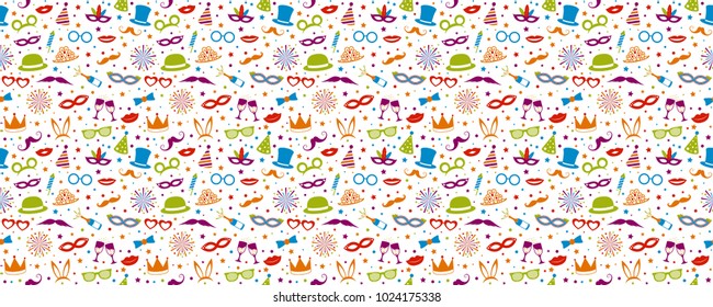 Party - seamless texture with colourful icons. Vector.