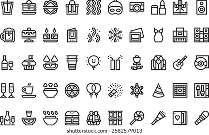 Party season icons High-Quality Vector Icons Collection with Editable Stroke. Ideal for Professional and Creative Projects