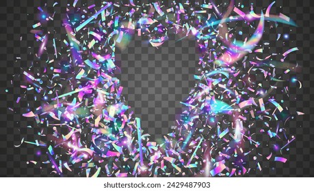 Party Serpentine. Cristal Ribbon. Carnival Paper. Purple Glare Background. Modern Banner. Festive Tinsel. Light Pattern. Happy Abstract Backdrop. Pink Party Serpentine