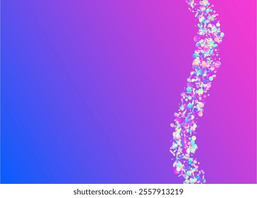 Party Serpentine. Falling Banner. Digital Ribbon. Light Abstract Cristals. Neon Background. Unicorn Paper. Purple Happy Confetti. Laser Texture. Pink Party Serpentine