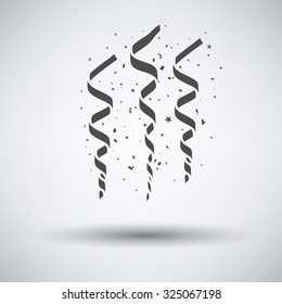 Party serpentine icon on gray background with round shadow. Vector illustration.