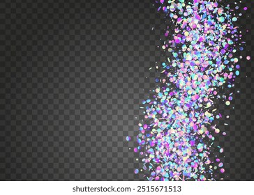 Party Serpentine. Purple Laser Background. Modern Dust. Digital Design. Hologram Tinsel. Light Texture. Glare Isolated Explosion. Iridescent Glitter. Blue Party Serpentine