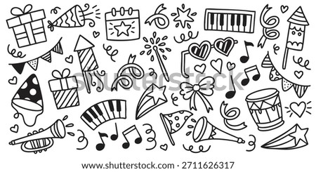 Party set doodle element vector illustration
