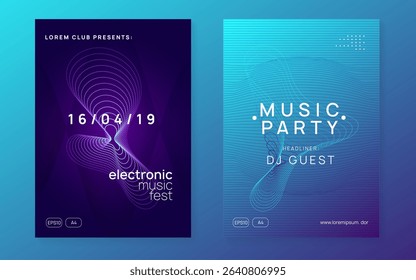 Party Set. Nightclub Beat Invitation. Night Club Electro Graphic. Blue Music Poster. Dj Design. Green Dance Flyer. Festival Vector. Violet Party Set