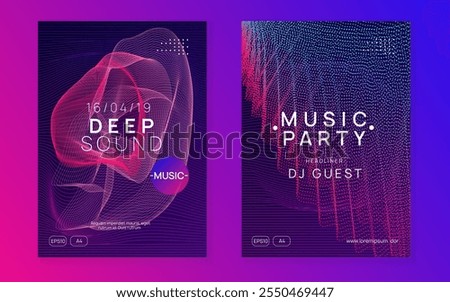 Party Set. Trance Invite. Violet Dj Poster. Green Fest Design. Night Club Banner. Nightclub Audio Illustration. Sound Concert Element. Blue Party Set