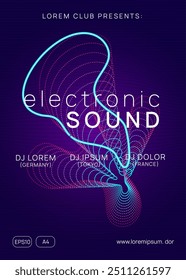 Party Set. Violet Discotheque Event. Trance Vector. Dj Banner. Fest Electro Template. Green Edm Magazine. Soundwave Audio Illustration. Blue Party Set