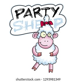 Party Sheep dancing character in blue
