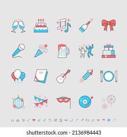 Party simple color icons. Editable stroke.