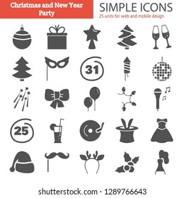 Party simple icons set for web and mobile design