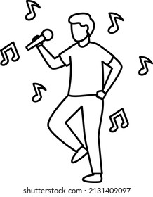 Party Singer on the Dance floor Vector Icon Design, Free time activities Symbol, Extracurricular activity Sign, hobbies interests Stock Illustration, Man singing song during performance Concept