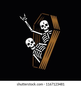 PARTY SKELETONS IN COFFIN BLACK BACKGROUND