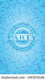 Party sky blue emblem. Mosaic background