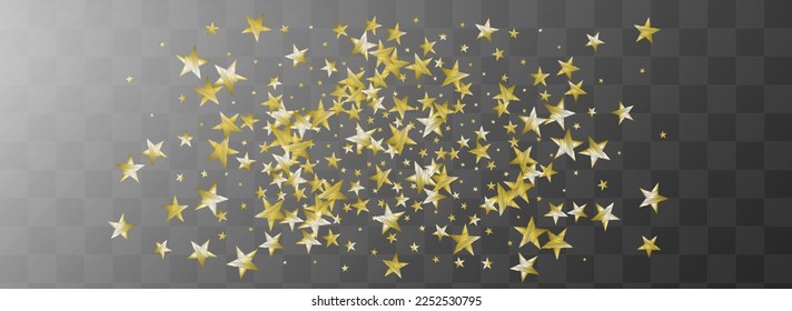 Party Sparkle Vector Transparent Panoramic Background. Golden Elegant Universe Pattern. Star Vector Transparent Panoramic Background Illustration. Gold Holiday Confetti Border.