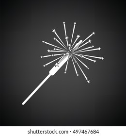 Party sparkler icon. Black background with white. Vector illustration.