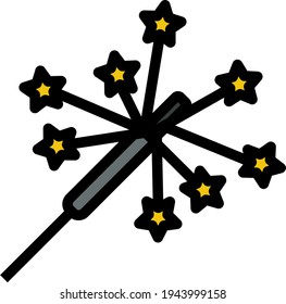 Party Sparkler Icon. Editable Bold Outline With Color Fill Design. Vector Illustration.