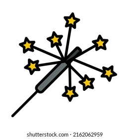 Party Sparkler Icon. Editable Bold Outline With Color Fill Design. Vector Illustration.