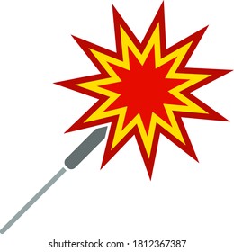 Party Sparkler Icon. Flat Color Design. Vector Illustration.
