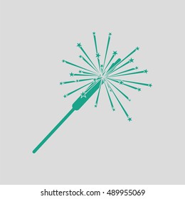 Party sparkler icon. Gray background with green. Vector illustration.