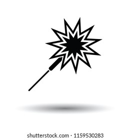 Party sparkler icon. White background with shadow design. Vector illustration.