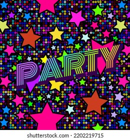 Party Stars Illustration design disco retro vector background. flyer music