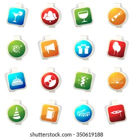 Party stickers label icon set
