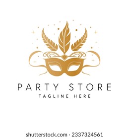 Party store vector logo design. Modern elegant party mask logo template.