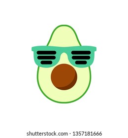 party summer Set of Emoticons wit avocado fruit. Set of Emoji. Smile icons. Isolated vector illustration on white background
