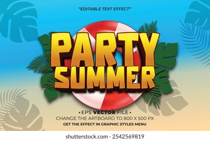 Party summer text effect editable vector 3d