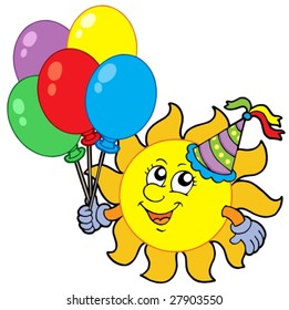 Sol de fiesta con globos - ilustración vectorial.